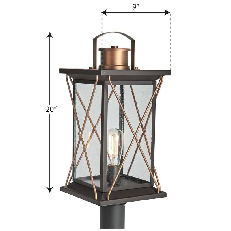 Barlowe Collection Antique Bronze One-Light Post Lantern - 19.300" x 12.400" x 12.400"