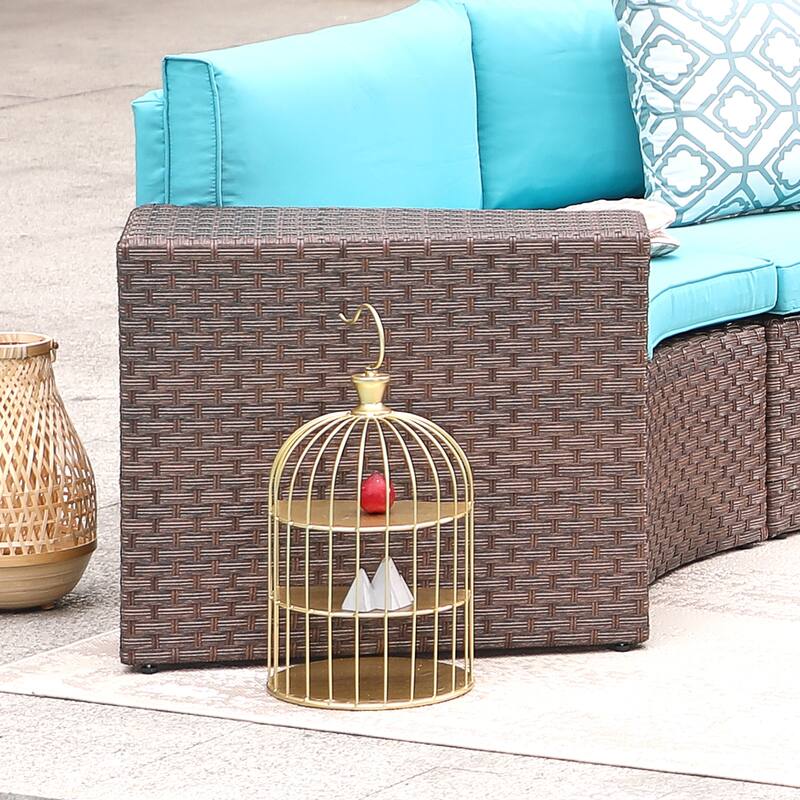 2-piece Outdoor Wicker Arm Table Patio Side Table