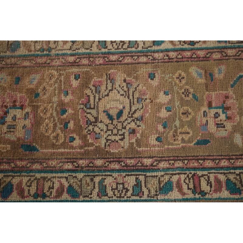 Light Brown Tabriz Persian Vintage Area Rug Handmade Wool Carpet - 6'7"x 9'7"