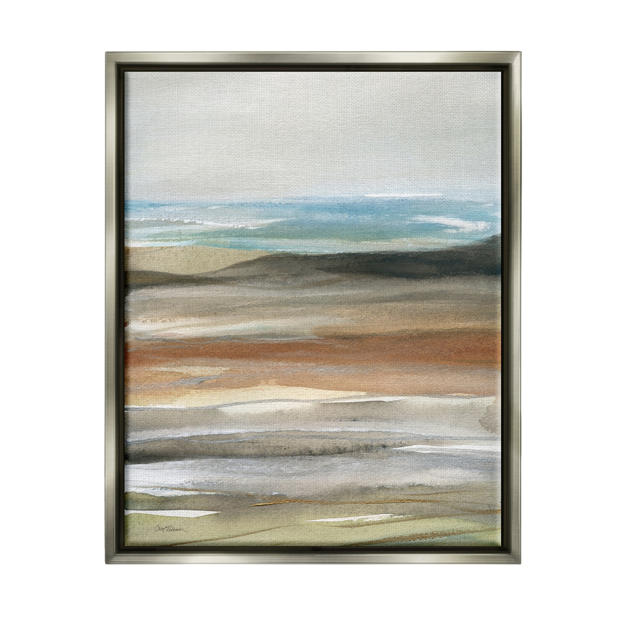 Stupell Abstract Beach Landscape Painting Framed Floater Canvas Wall Art by Carol Robinson