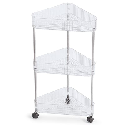 3-Tier Corner Triangle Storage Shelf with Wheels - 14 x 24 x 8.5
