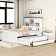 preview thumbnail 18 of 21, Captain Bed with Bookcase Headboard, Solid Wood Storage Platform Bed with Trundle & 3 Storage Drawers, for Kids Girls Boys