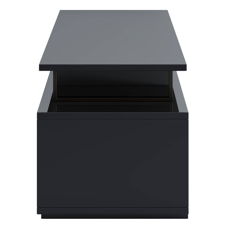 Sleek Rectangle TV Stand with Extendable Shelf - High Gloss Finish, Storage Drawers, Fits TVs Up to 100"