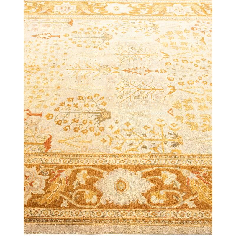 Overton Handknotted Wool Contemporary Oriental Ivory Area Rug - 6' x 9'