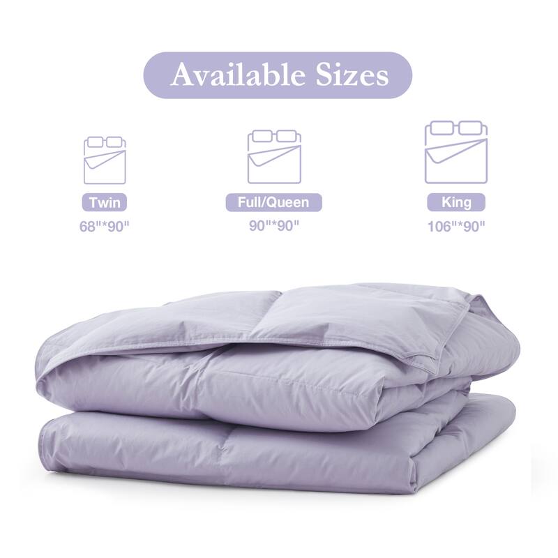 Lightweight 100% Organic Cotton Feather Down Comforter Summer Duvet Insert