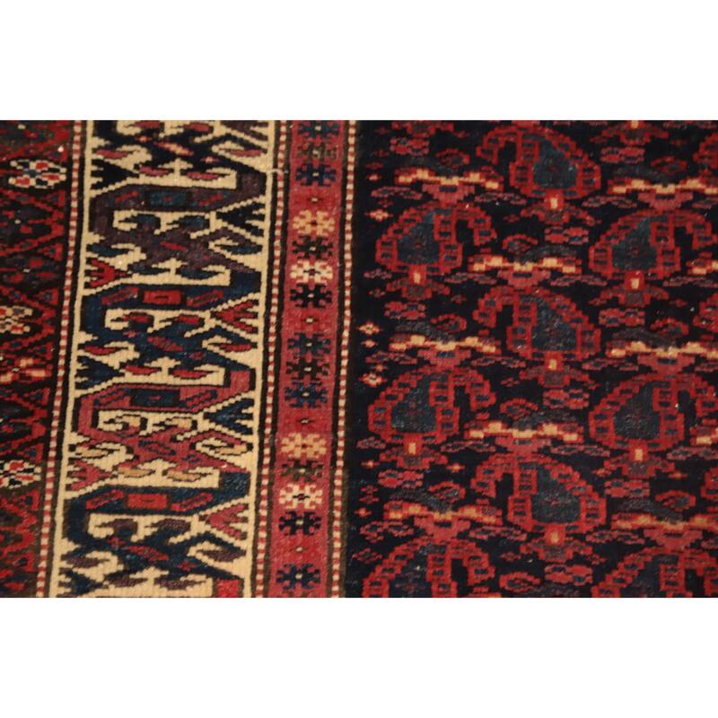 Hand Knotted Oriental 100% Wool Carpet Traditional All-Over Navy Blue & Blues Bidjar Area Rug - 6' 2'' X 3' 3''