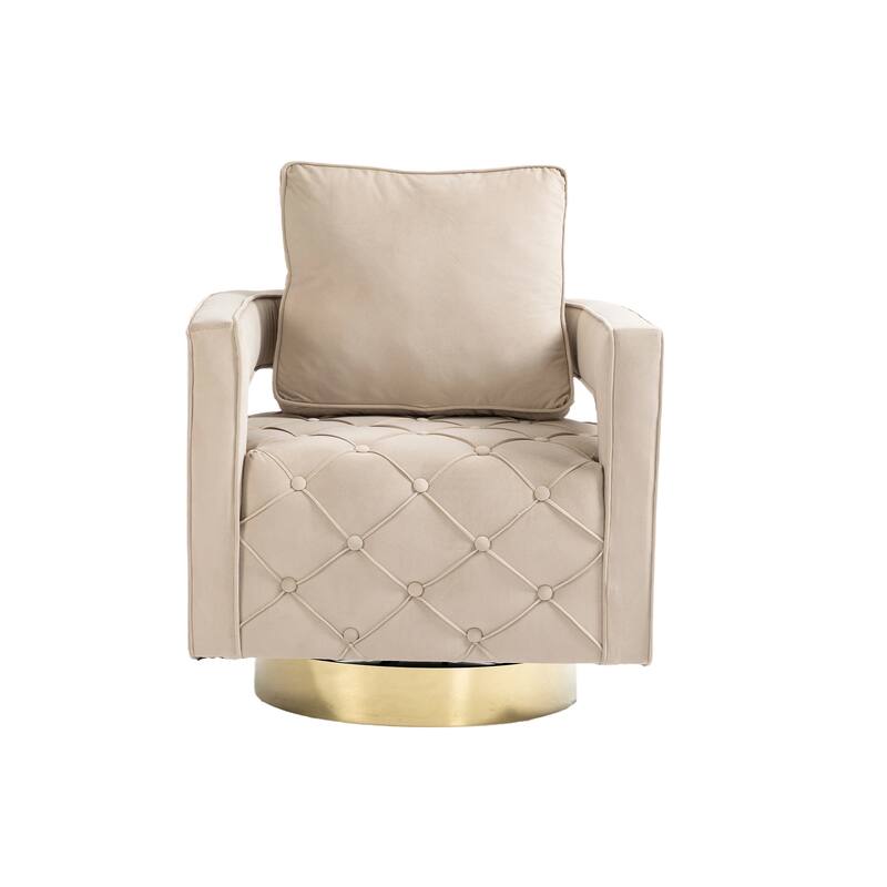 Mid Century 360° Swivel Tufted Accent Armchairs with Velvet Upholstered
