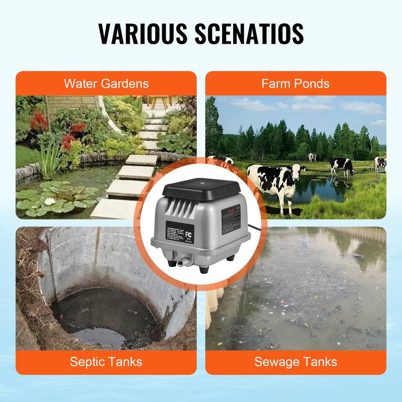 Linear Air Pump, Air Flow Septic Aerator Pump, Aeration System Water Gardens, Waste Treatment, Septic Tanks