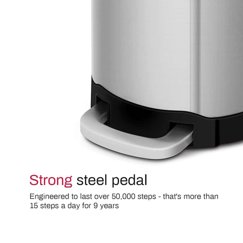Innovaze 1.6 Gal./6 Liter Stainless Steel Semi-round Step-on Trash Can for Bathroom and Office