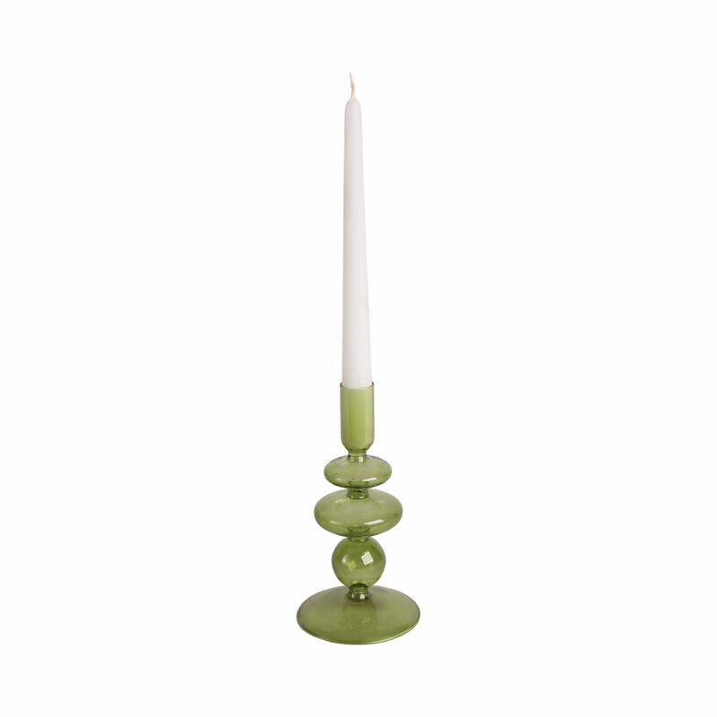 Modern Bubble Glass Candle Holder with Rounded Accent Base