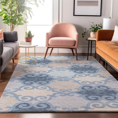 Premium Washable Super Soft Ornate Scroll Mayfield Rug