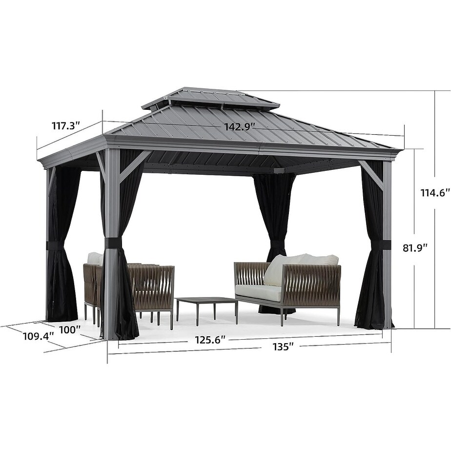 PURPLE LEAF 10x12 Outdoor Galvanized Steel Hardtop Gazebo