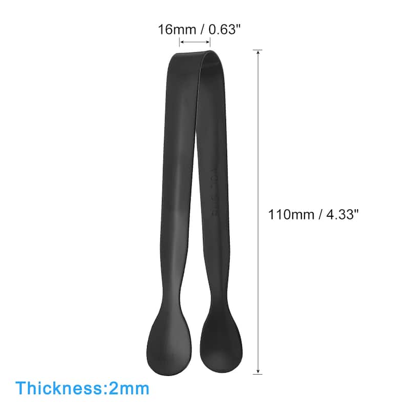 Serving Tongs, 4.3 Inch 304 Stainless Steel Ice Tongs for Sugar - Black - 8pcs