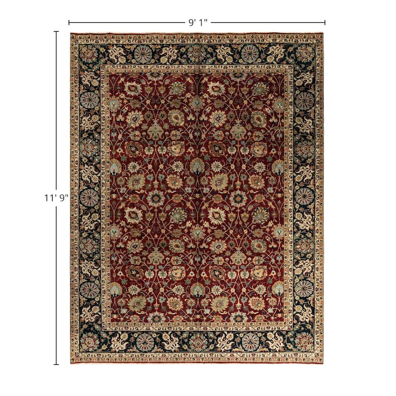 Indo Persian One-of-a-Kind Hand-Knotted Area Rug - Red, 9' 1" x 11' 9" - 9' 1" x 11' 9"