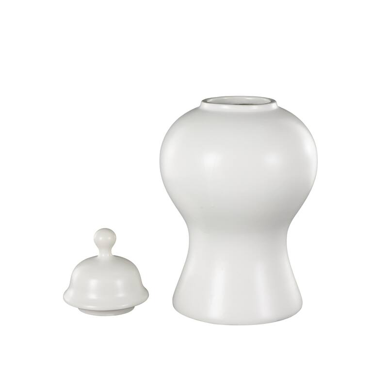 Ceramic Rounded Hourglass Decorative Jars with Lid and Ball Knob - White or Black - Roche River Decor