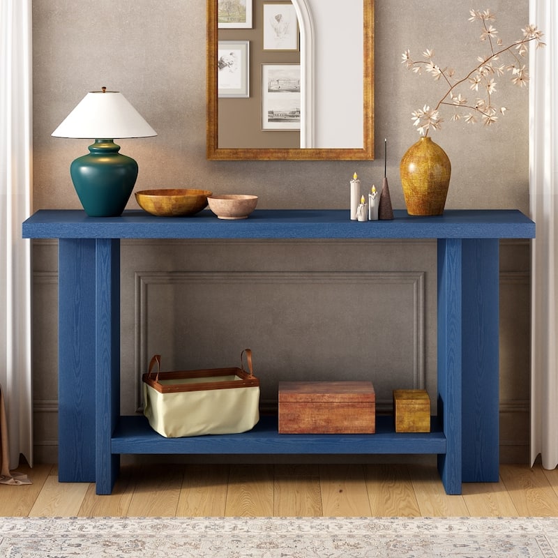 Vintage-Inspired Wood Design Console Table with T-Leg Design