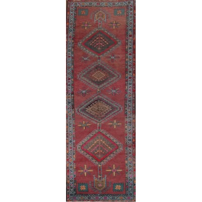 Tribal Ardebil Vintage Persian Runner Rug Handmade Wool Carpet - 3'5" x 12'9"