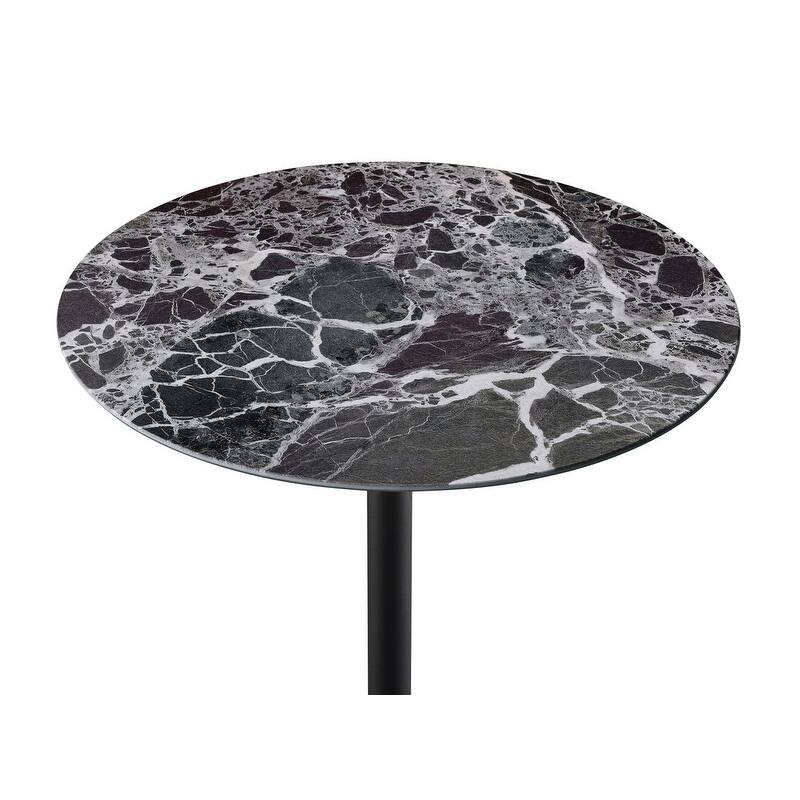 15.5"W Height Adjustable End Table Marble Glass Top Couch Desk Compact Design