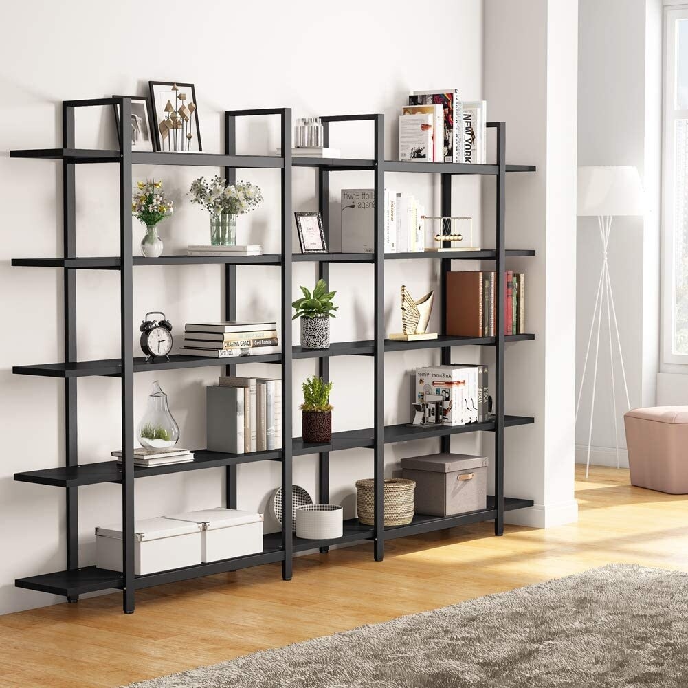 5-Tier Bookshelf, Vintage Industrial Style Bookcase - On