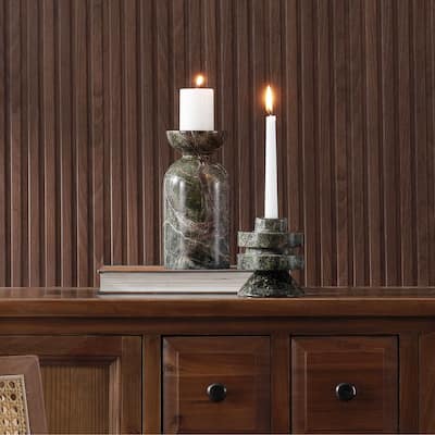 SAFAVIEH Home Thea Green/Red Marble Taper/Pillar Candle Holder Set of 2