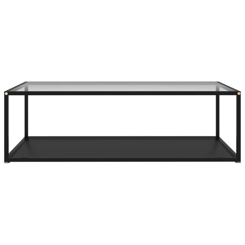 vidaXL Coffee Table Transparent and Black 47.2"x23.6"x13.8" Tempered Glass - 47.2" x 23.6" x 13.8"