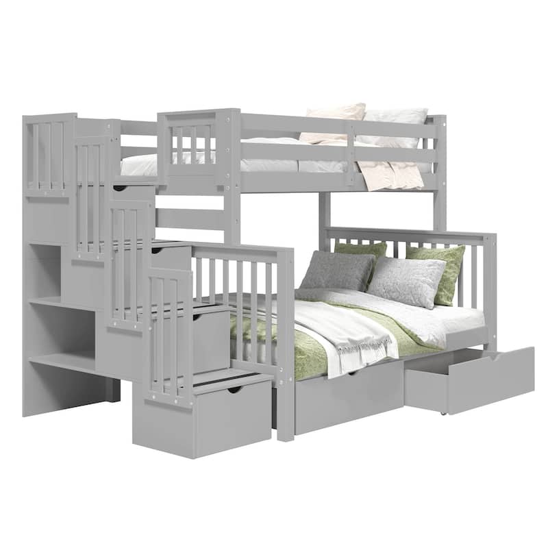 Taylor & Olive Trillium Twin over Full Stairway Bunk Bed, 2 Drawers