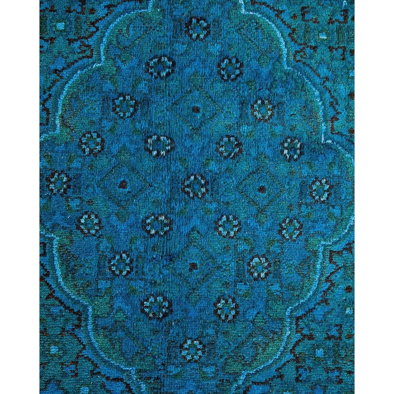 Overton Hand Knotted Wool Vintage Inspired Modern Contemporary Overdyed Blue Area Rug - 10' 2" x 14' 9"