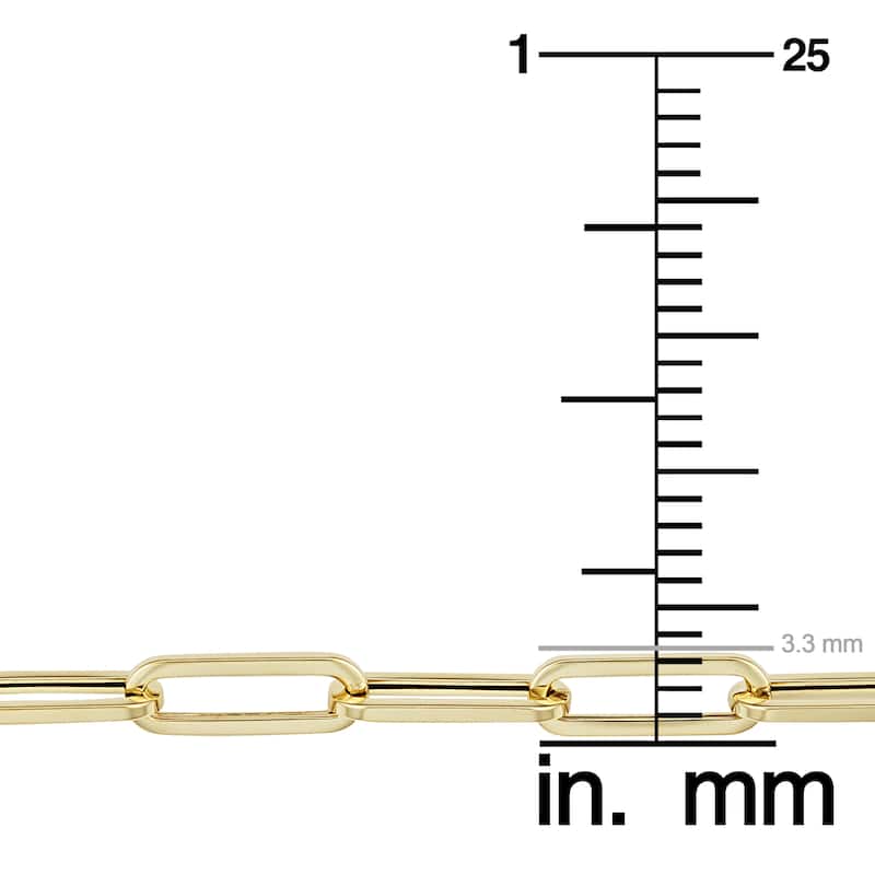 14k Yellow Gold 3.2 millimeter Paper Clip Link and Cable Chain Necklace for Women (18 inches)
