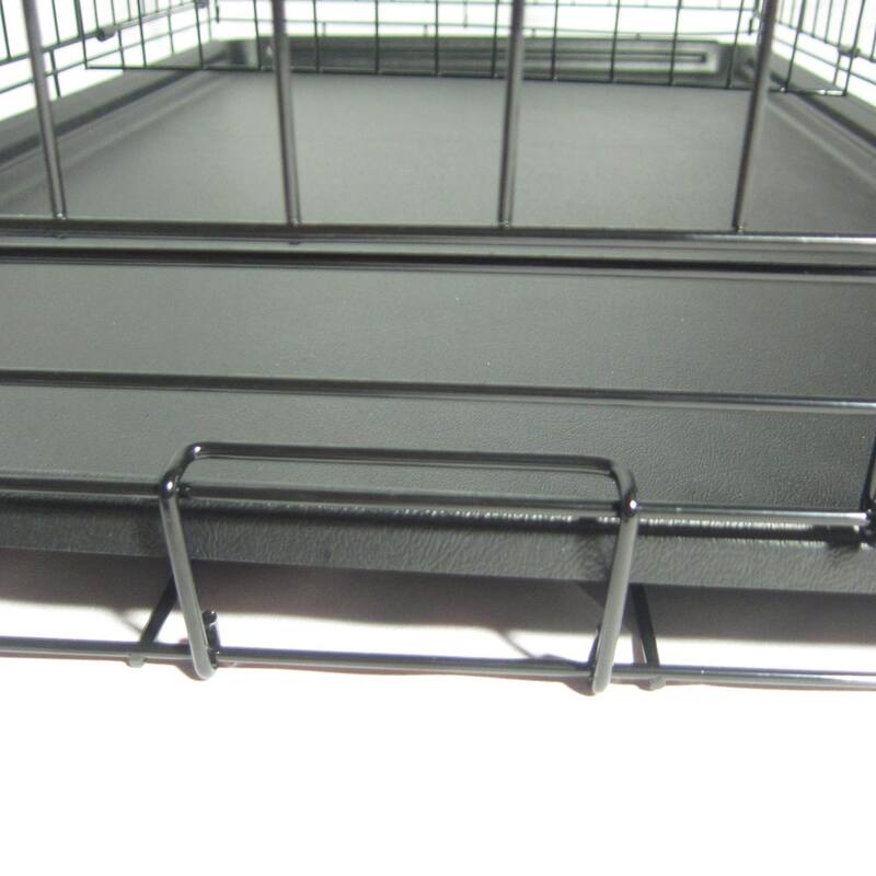 Black Wire Metal Pet Kennel Cat Dog Folding Steel Crate with Rounded Edges and Carrying Handle