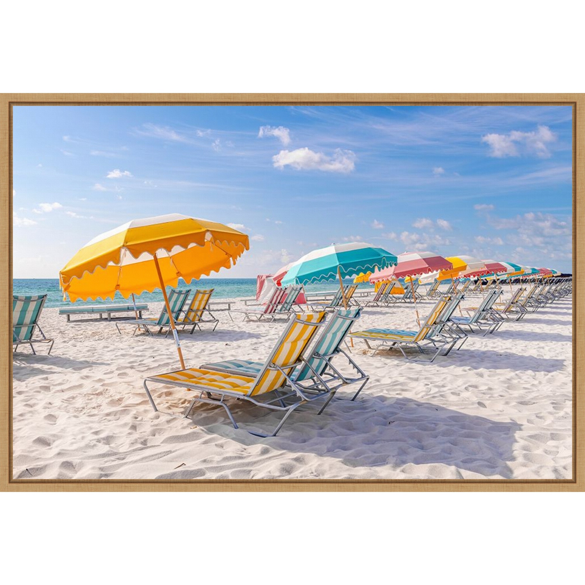 South Beach Miami Beach Chairs II by Richard Silver Framed Canvas Wall Art - Sylvie Maple