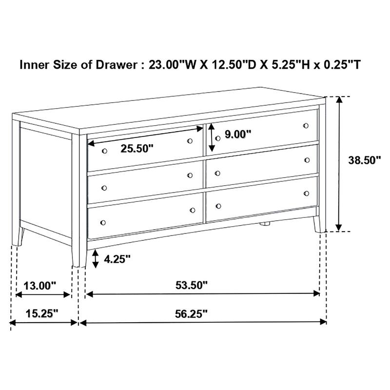 Carlton Contemporary Wood 6-drawer Dresser Cappuccino