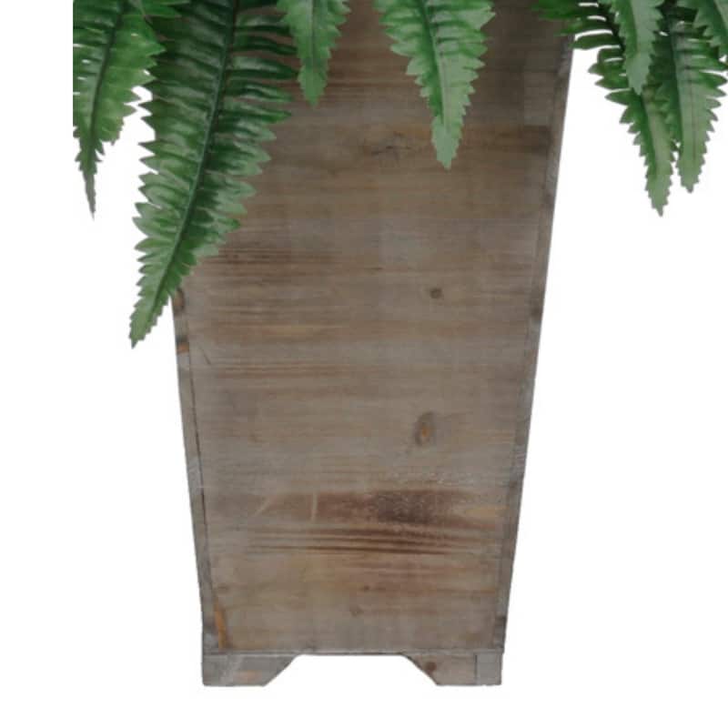 Faux Fern in Tall Washed-Wood Planter