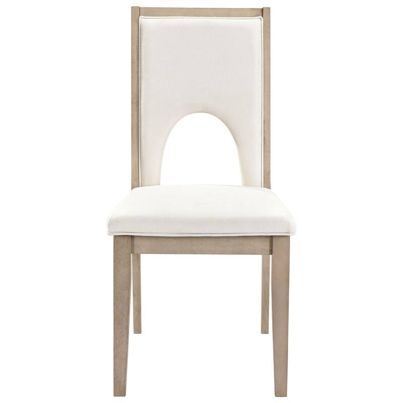 Wood Dining Table Set for 6, 1 Dining Table & 6 Upholstered Chairs