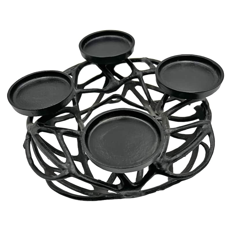 12 Inch Decorative Handmade Aluminum Modern T-Light Candle holder - 12 x 12 x 4.5 in