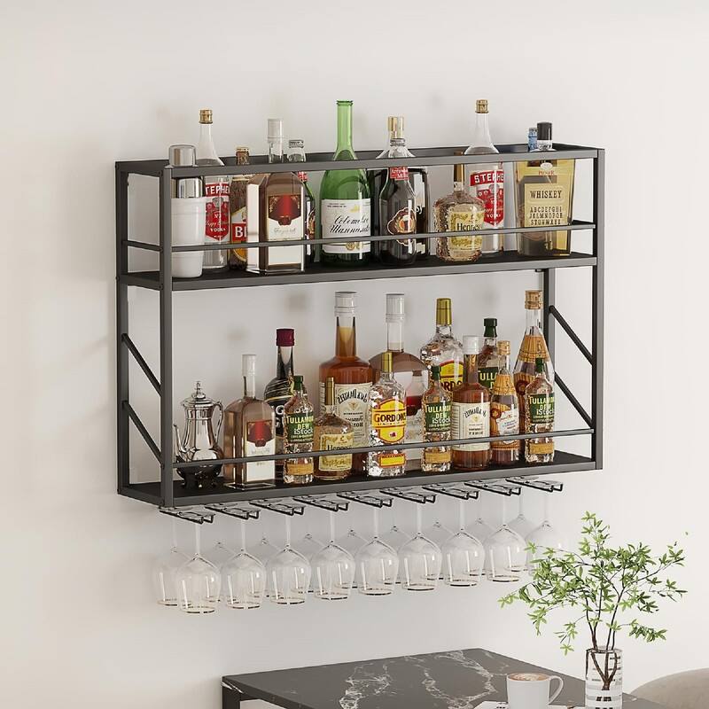 Wall Mounted Wine Rack - 39.3"W x 7.9"D x 25.6"H