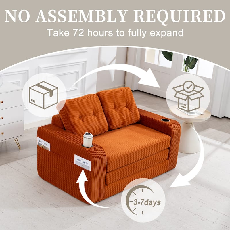 Convertible Sofa Bed, Expandable double Sofa Bed, 2 in 1 Convertible Sofa Bed, Fold Out Floor Couch with Pillows