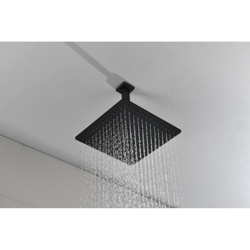 16 Inch Square Rain Shower Head Matte Black 304 Stainless Steel Showerhead - Matte Black