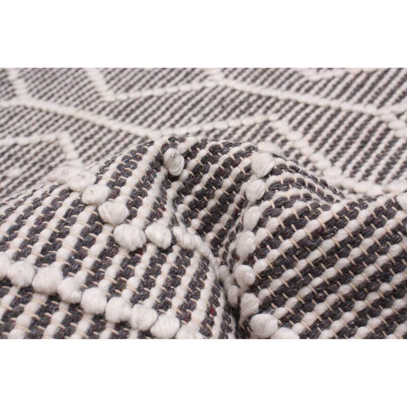 ECARPETGALLERY Braid weave Sienna Grey Wool Rug - 6'1 x 9'1