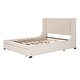 preview thumbnail 12 of 26, Queen Size Lozenge Pattern Storage Bed Velvet Upholstered Platform Bed with Wingback Headboard / Footside Drawer / 10 Slats