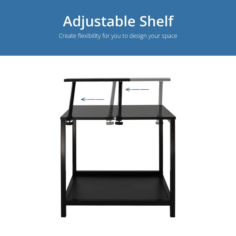 Modern Black Coffee Table with Adjustable Desktop Shelf