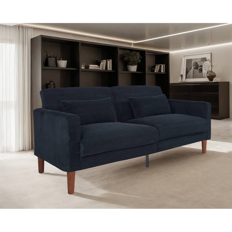 Couch Sofa, Corduroy Fabric Couches Loveseat Furniture with 2 Pillows for Living Room, Bedroom