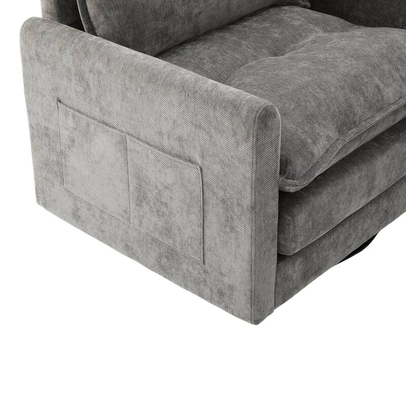 Swivel Barrel Chair - Mid Century Modern Chair, Thick Padded Arm Chair with Solid Metal Base, Comfortable Single Sofa Chair
