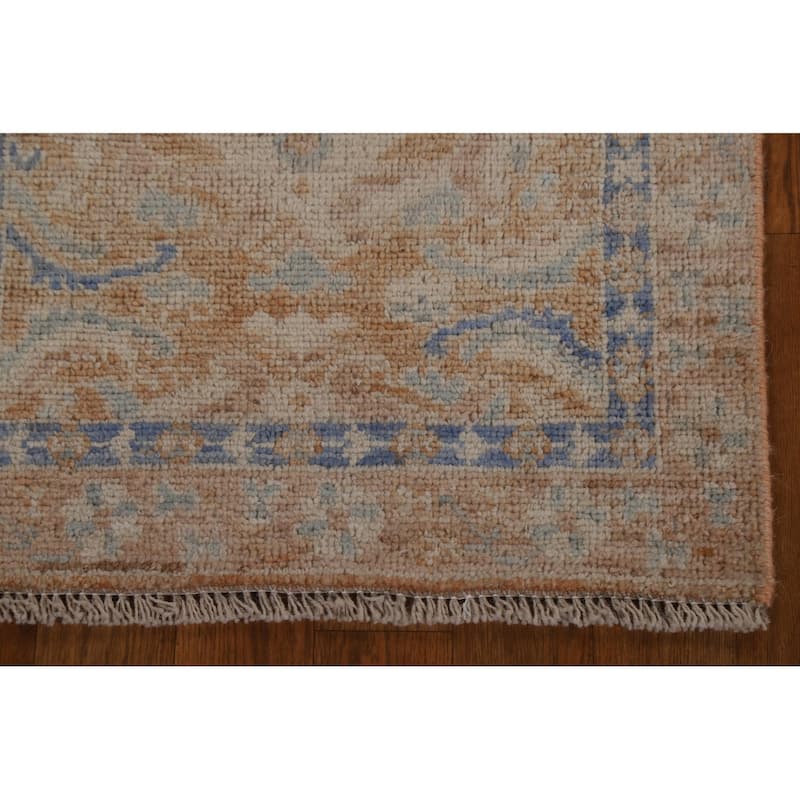 Vegetable Dye Oushak Turkish Oriental Wool Rug Handmade Foyer Carpet - 1'10" x 3'9"