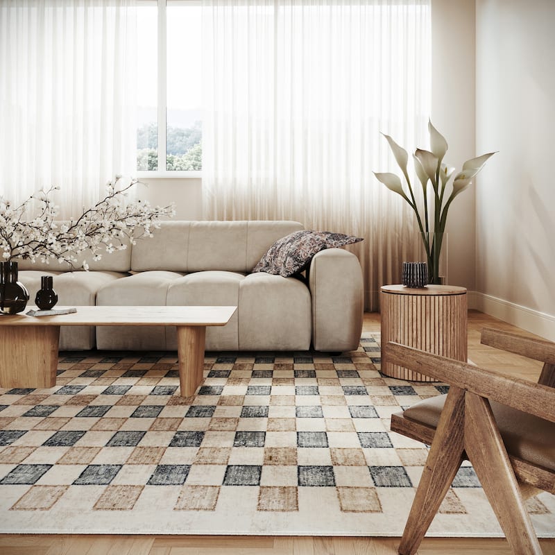 Nuloom Virelle Modern Checkered Area Rug - 6'7" x 9'8" - Beige