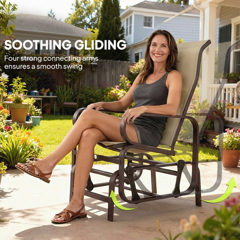 Outsunny Outdoor Glider Chair Set of 2, Gliders for Outside Patio with Smooth Rocking Mechanism