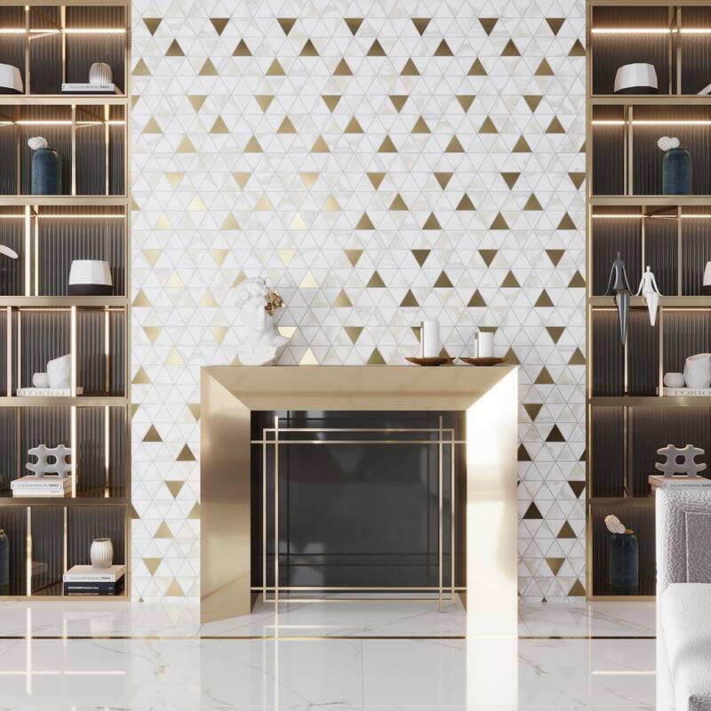 Apollo tile 10" x 11" Strata Matte White Gold Porcelain Tile (8.58 sq ft/case) - 11 Pack - White