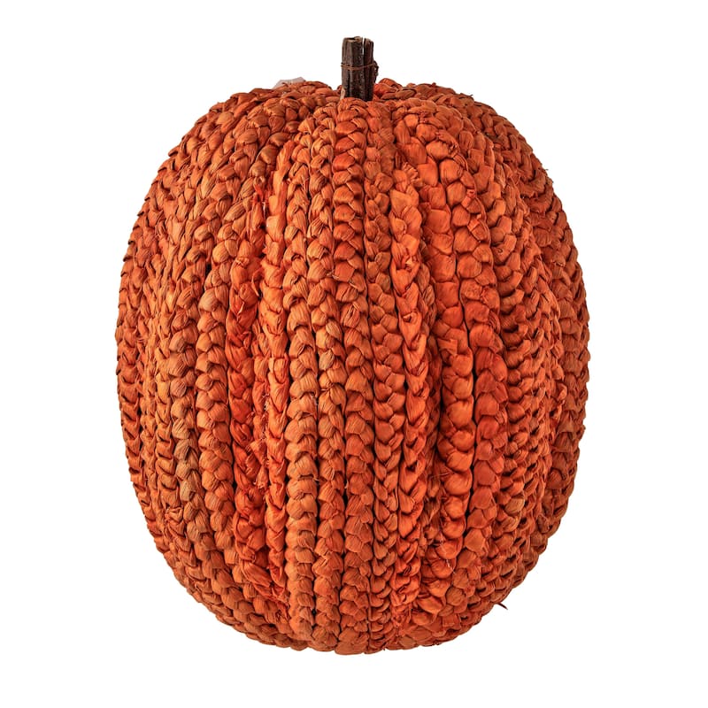 19.5" Display Basket Weave Pumpkin - 60%styrofoam, 35%corn husk, 5%twig