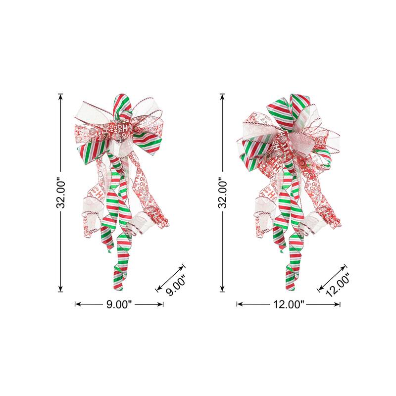 Glitzhome Set of 9 32"L Ribbon Bow Christmas Ornament Tree Topper Decor