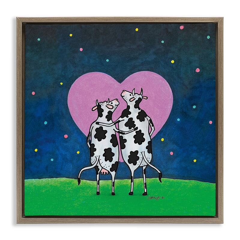 Stupell Loving Significant Udder Framed Floater Canvas Wall Art Design By Roger Straub - 18 x 18 - Brown