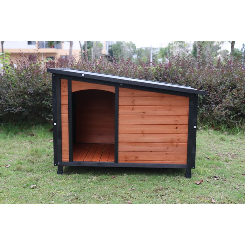 Outdoor Detachable Wooden Dog House Pet House with Weatherproof, Waterproof Feet, Ventilated, Suitable for Medium and Large Dogs - Gold